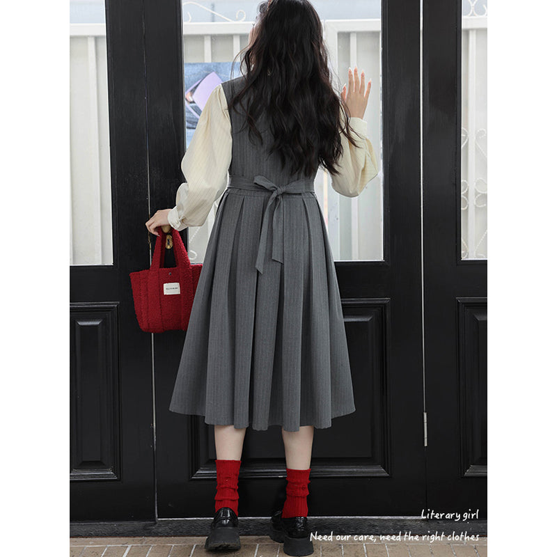 仏蘭西少女の縦縞ジャンパースカート