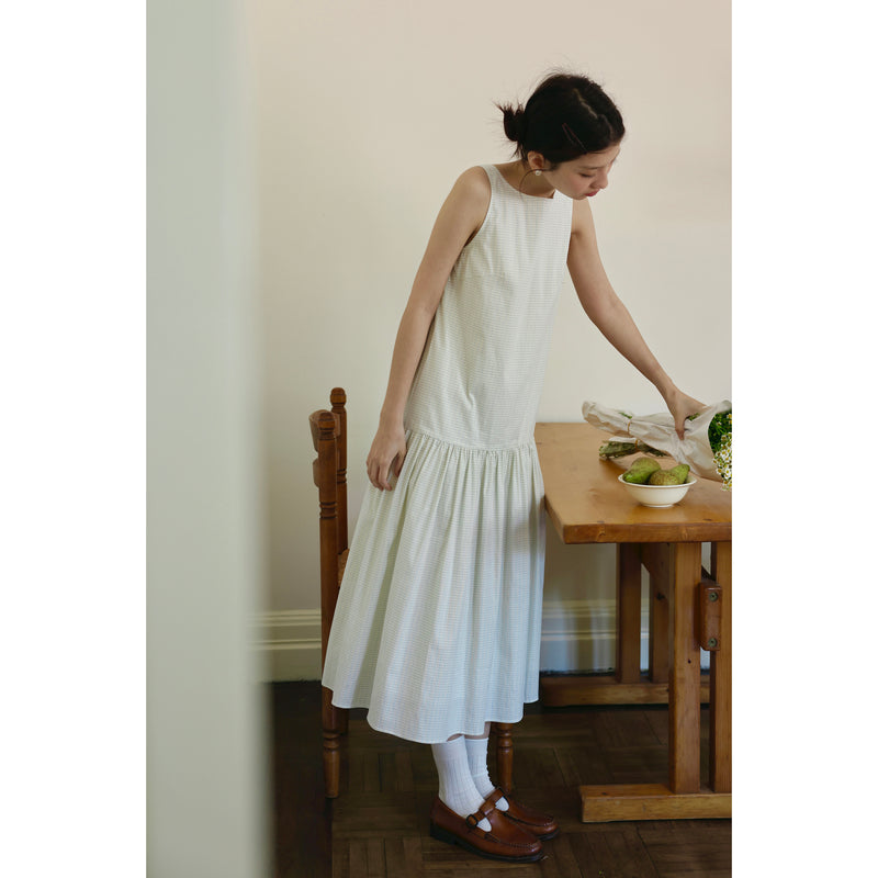 Cotton Sleeveless Dress with Ribbon