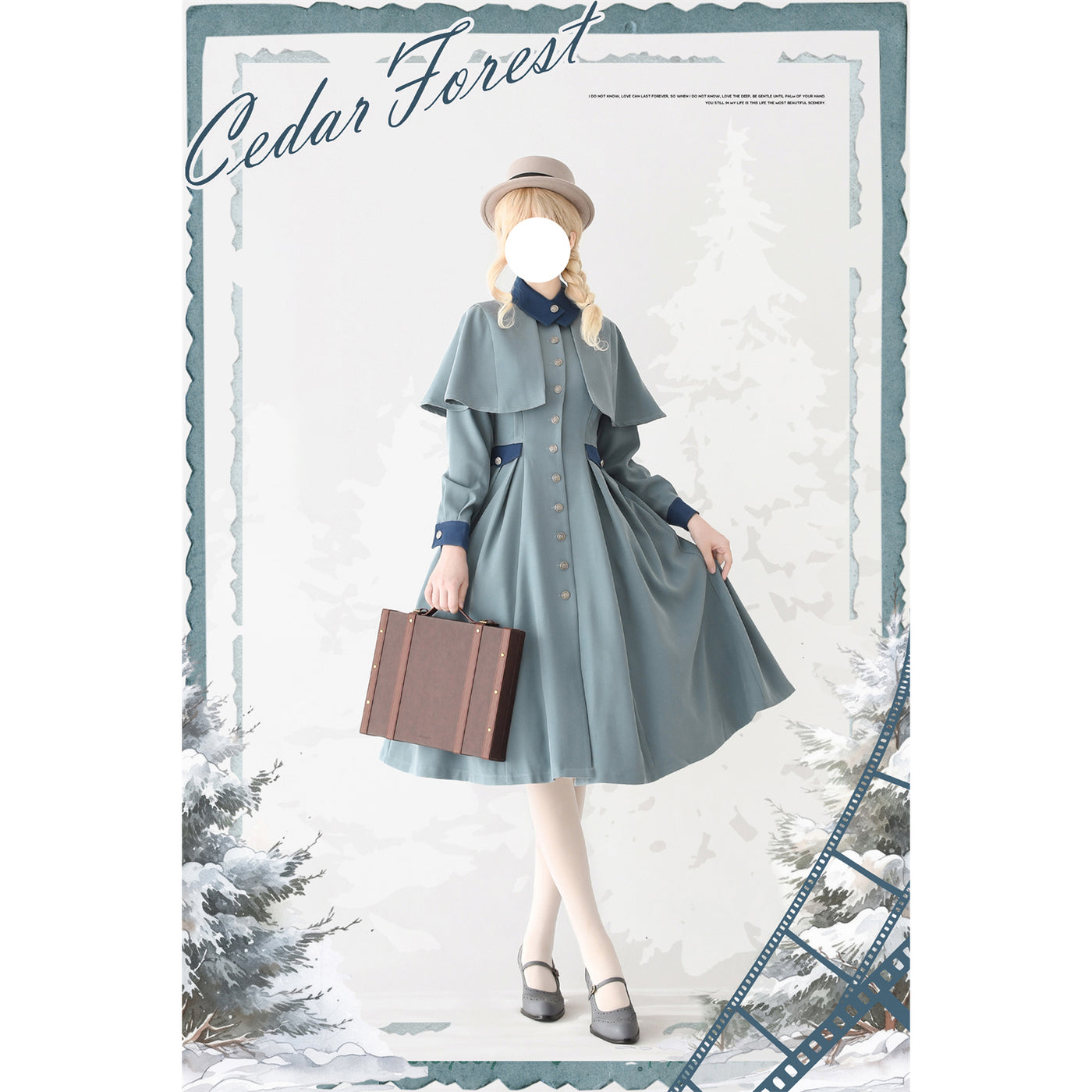 映画女優のクラシカルコートワンピースとショートケープ（ホリゾン