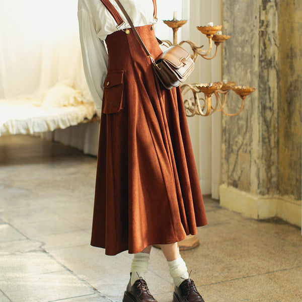 英国少女のコーデュロイジャンパースカート