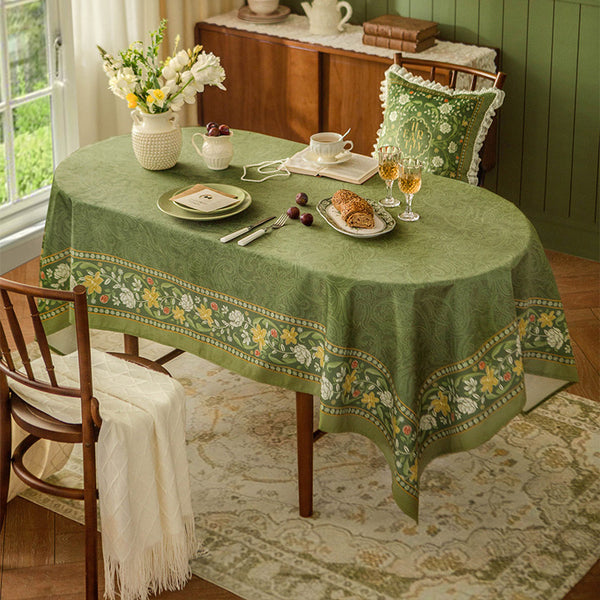 Spring Green Floral Pattern Table Cloth