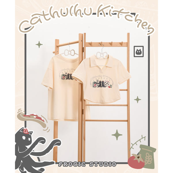 Cathulhu Kitchen ショートポロシャツとTシャツ - Beige