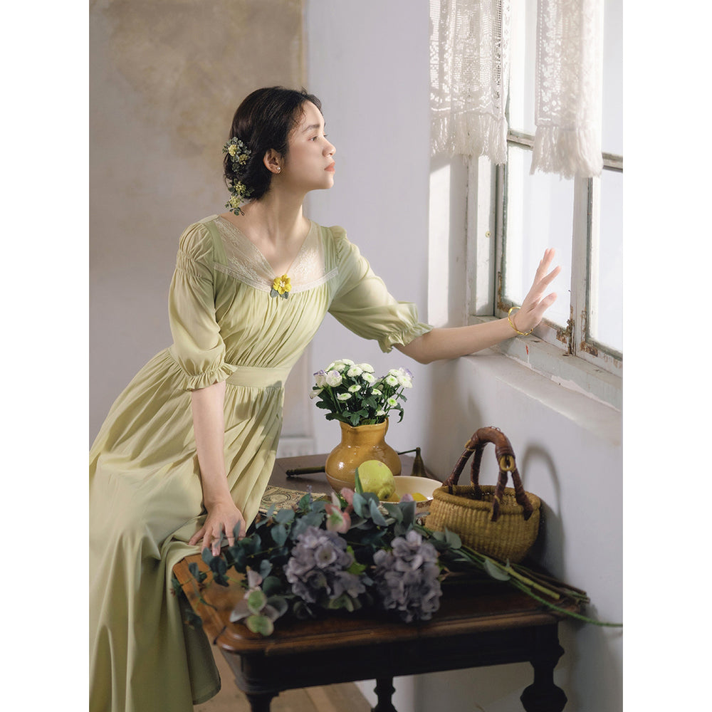 ワンピース レディース ロング 長袖 レトロ 柄 送料無料・(100)メール便可 few | LADIES ALL ITEM | |  antiqua公式サイト