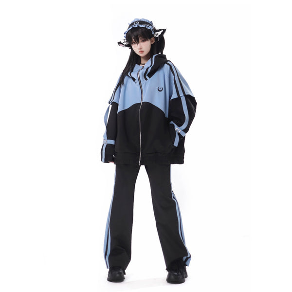 Ground Mine Girl Black and Blue Hoodie and Pants