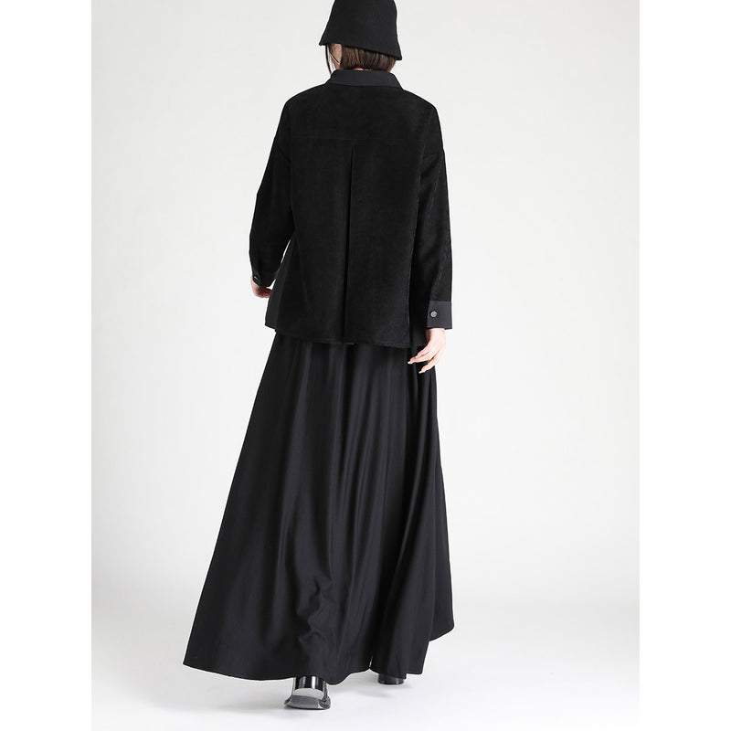 Black Asymmetrical Long Gather Skirt