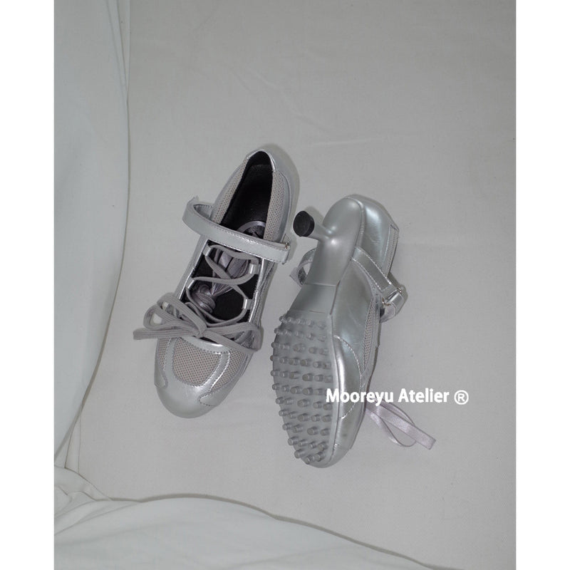 Silver Ribbon Mary Jane Heel Shoes