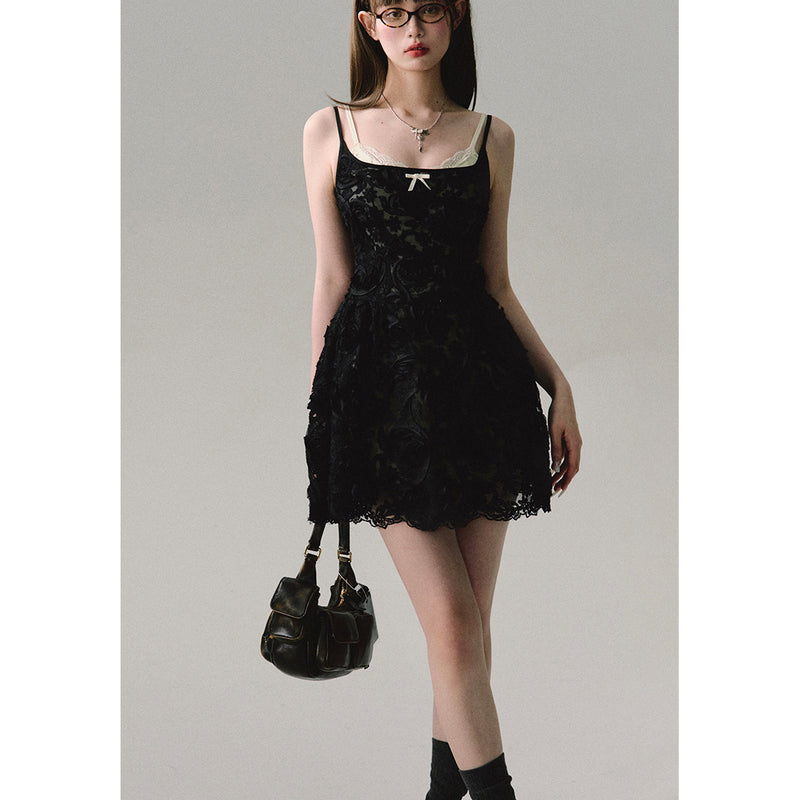 Camisole Dress with Ribbon and Embroidery