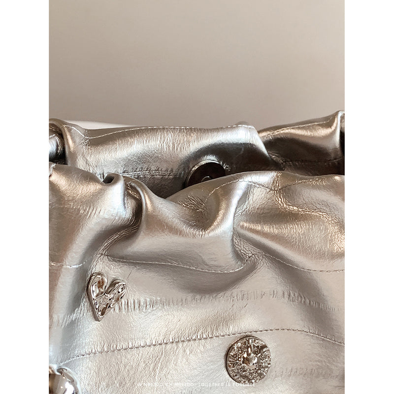 Silver Decorative Bucket Bag