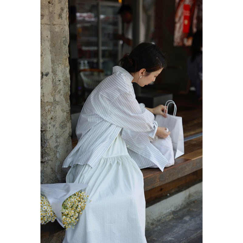Cotton Sleeveless Dress with Ribbon