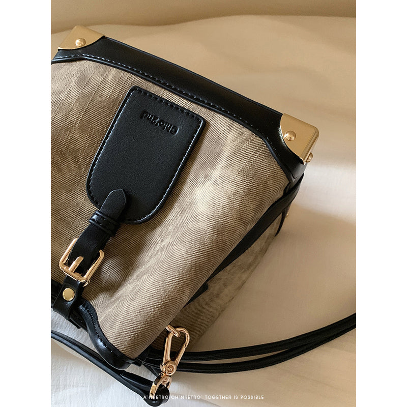 Leather Tag Classical Bucket Bag