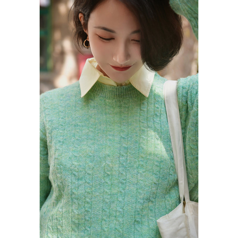 アラン編みのウールセーター