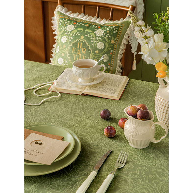 Spring Green Floral Pattern Table Cloth