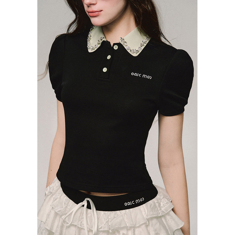 Polo Shirt Decorated with Jewelry