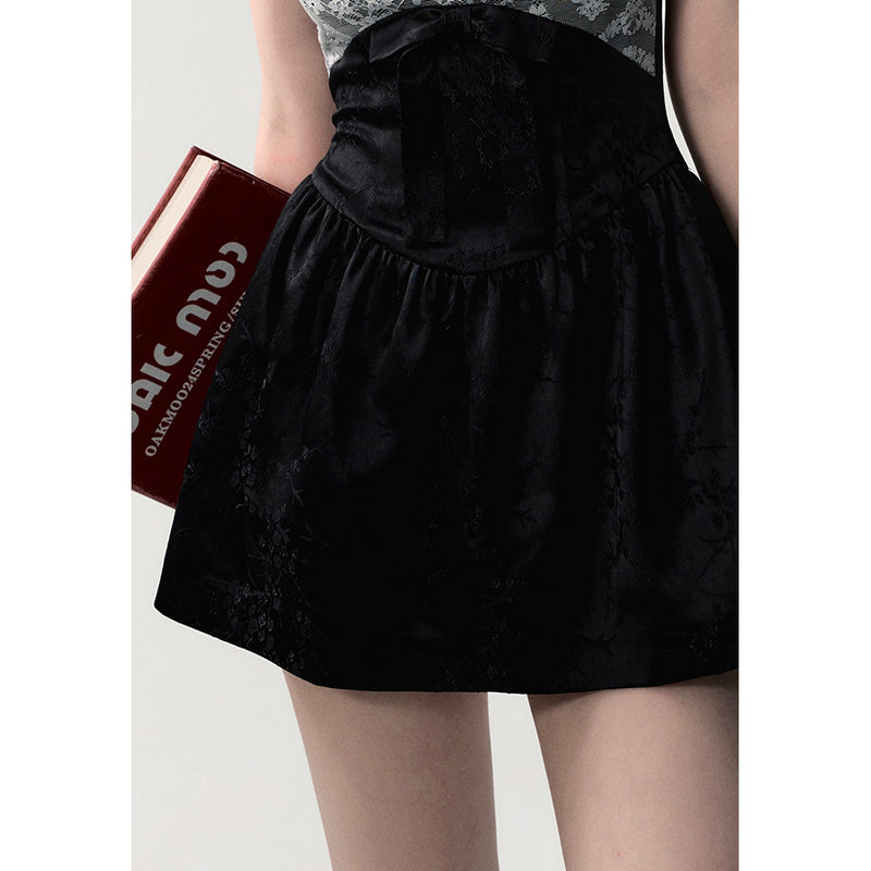 Black Jacquard Strap Dress with Plum Blossom