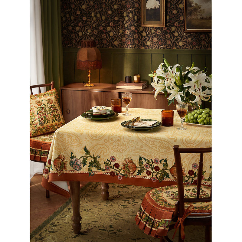 Flower Clusters and Ivy Floral Pattern Table Cloth