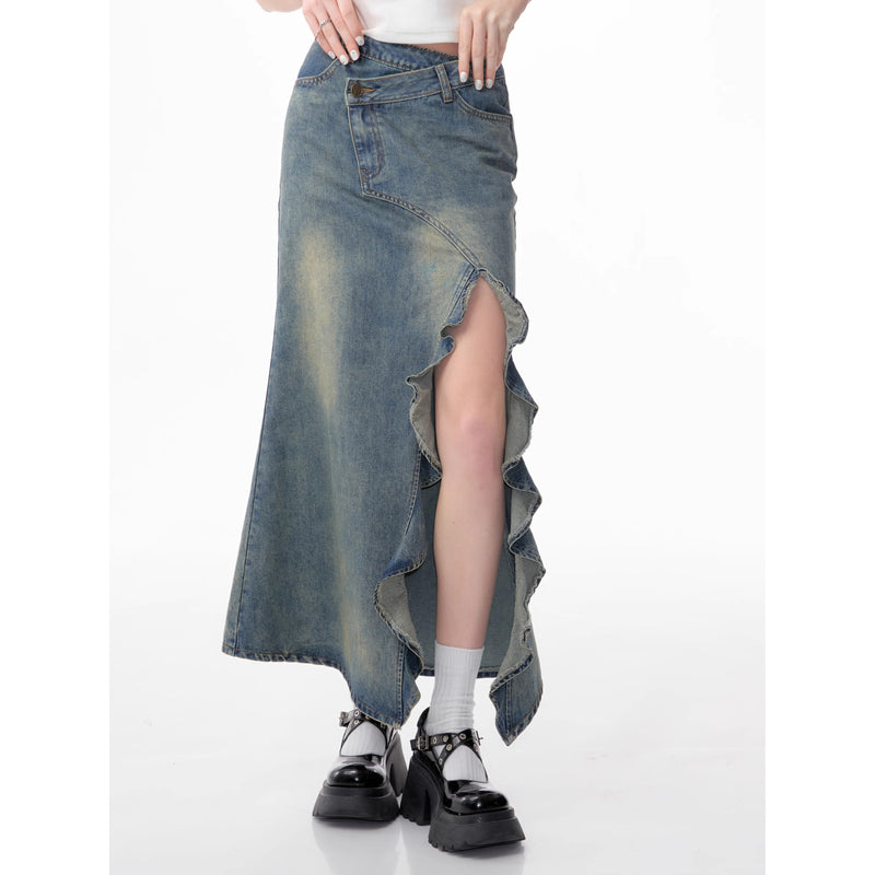 Mermaid Denim Skirt with Slits