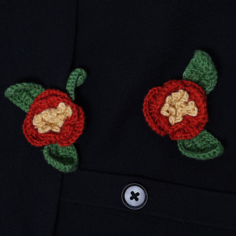 山茶花の花の刺繍カーディガン