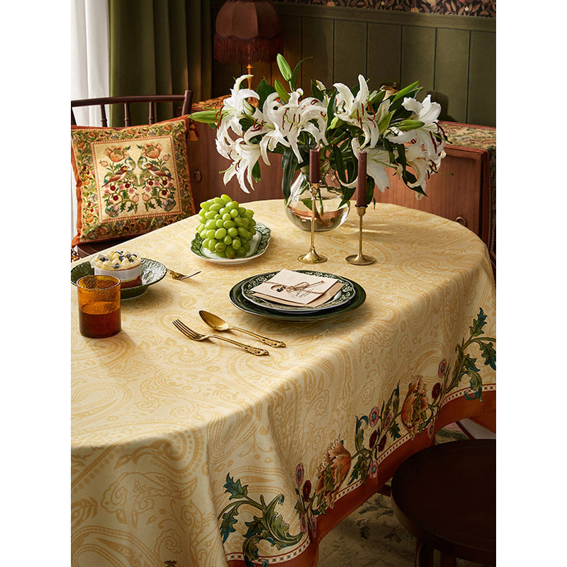 Flower Clusters and Ivy Floral Pattern Table Cloth