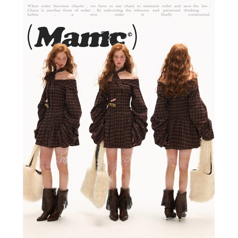 Tartan Check Off-the-shoulder Dress