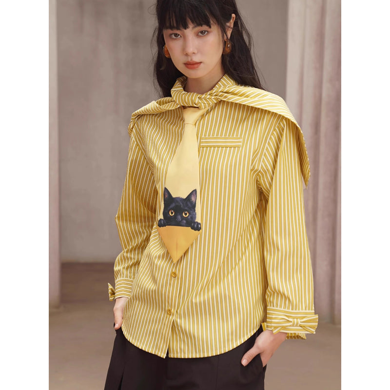 黒猫の挿絵ネクタイ