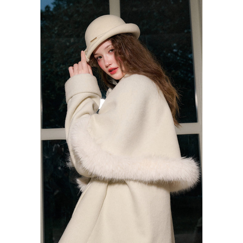 Elegant Queen's Cape Wool Coat