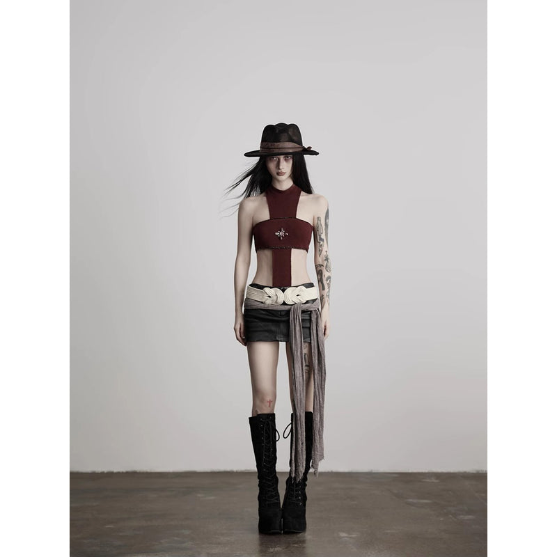 Darkness Cross Off-Shoulder Bodysuit