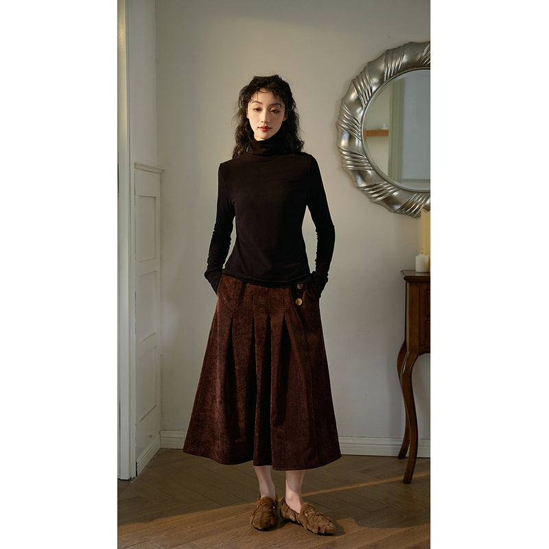 Dark Brown Corduroy Skirt