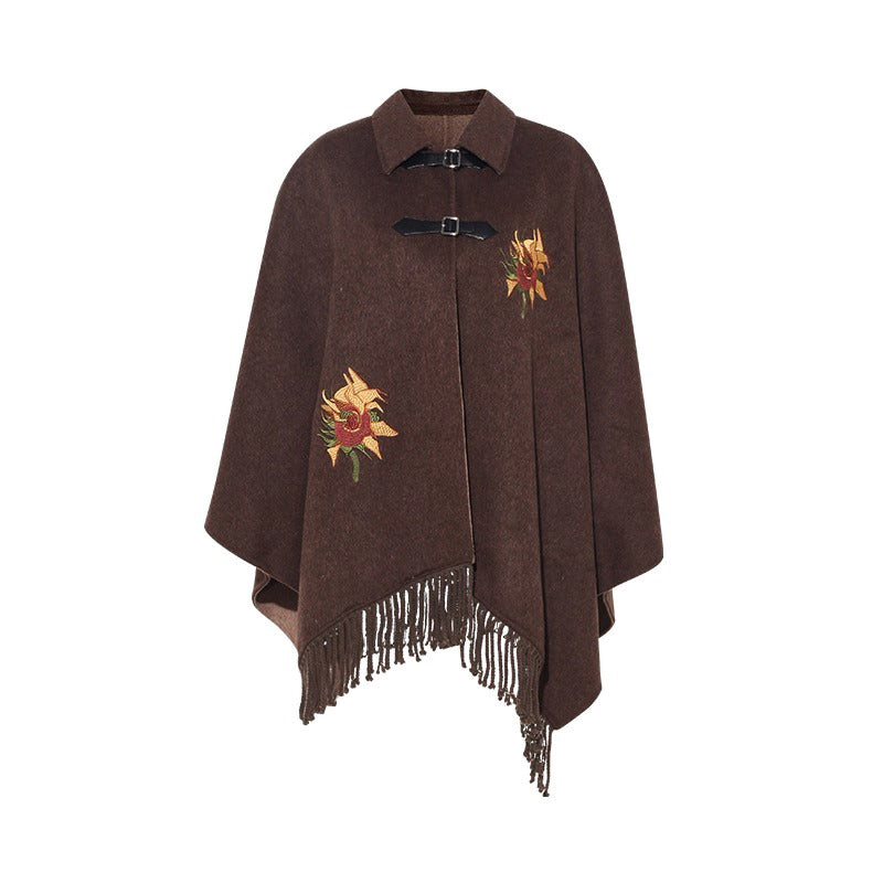 向日葵の刺繍ケープコート
