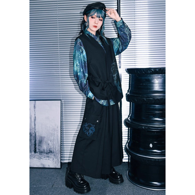 海月の刺繍アシンメトリーベスト