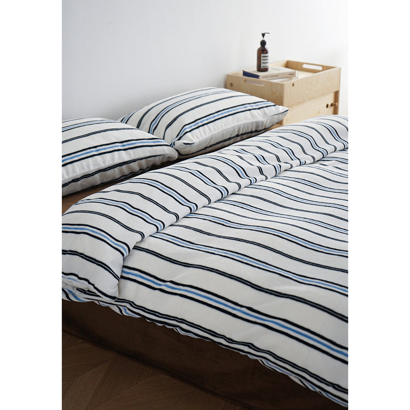 Blue and White Striped Bed Cover Set