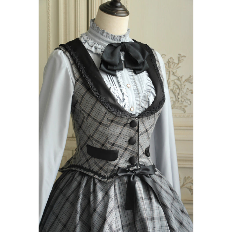 薄墨の格子柄ベスト[2026年3月下旬-4月下旬発送予定]