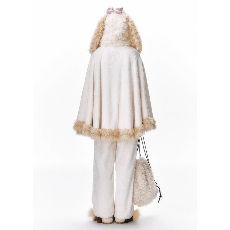 もふもふ子犬のルームウェア（ポンチョとパンツ）