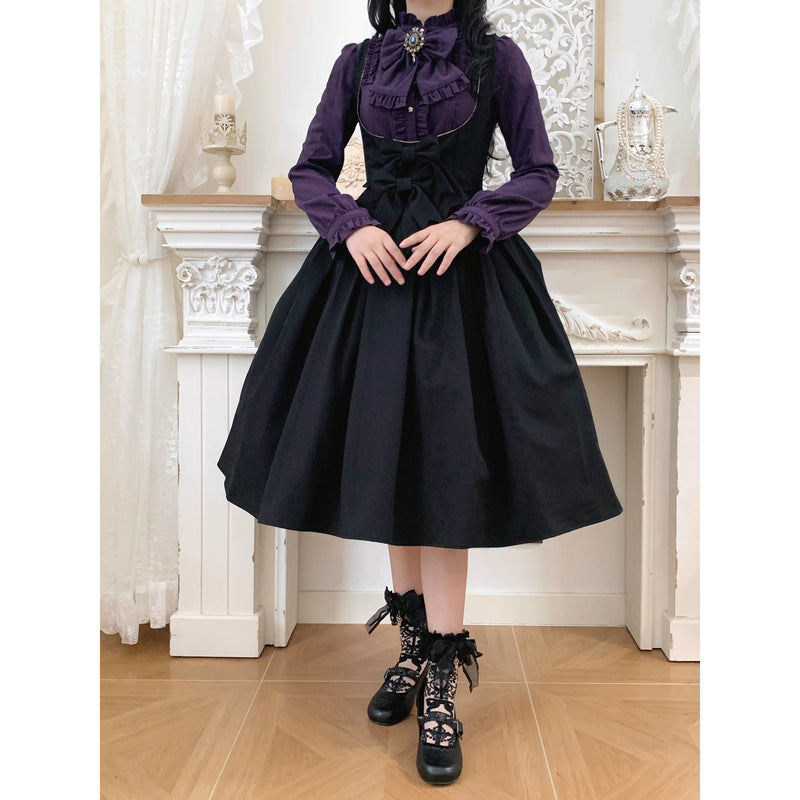 西洋令嬢の縦縞クラシカルブラウス - Purple[2026年1月上旬-1月下旬発送予定]