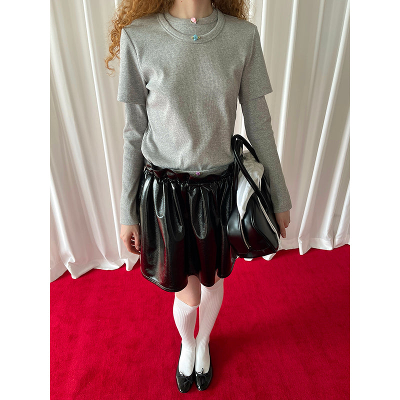 Black Patent Leather Cocoon Skirt