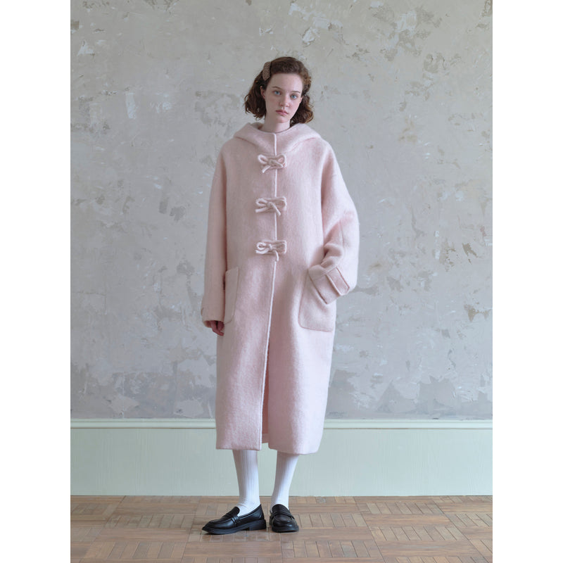 Long Wool Coat in Cherry Blossom Pink