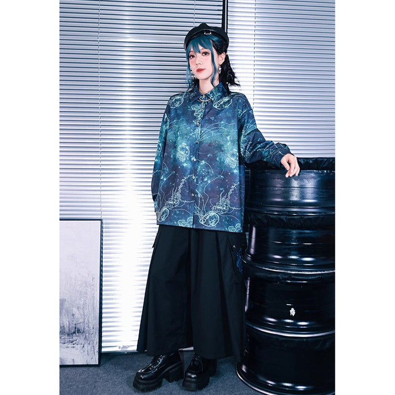 海月の刺繍ドレープワイドパンツ