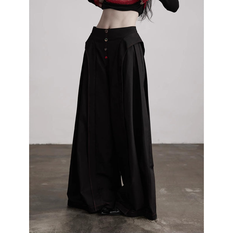 Planet Button Black Wide Pants
