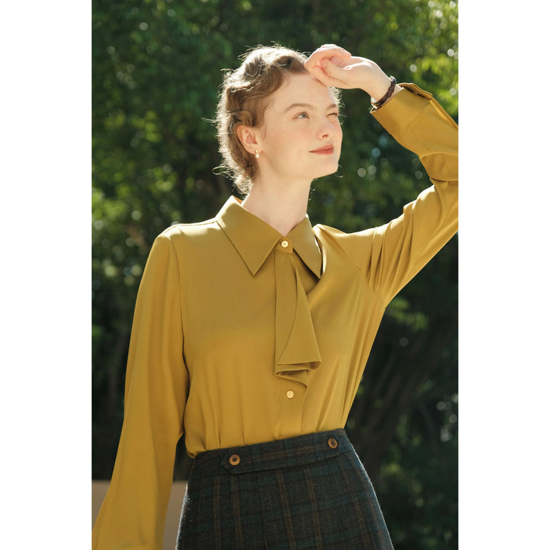 Ginkgo Leaf Colored Silk Blouse