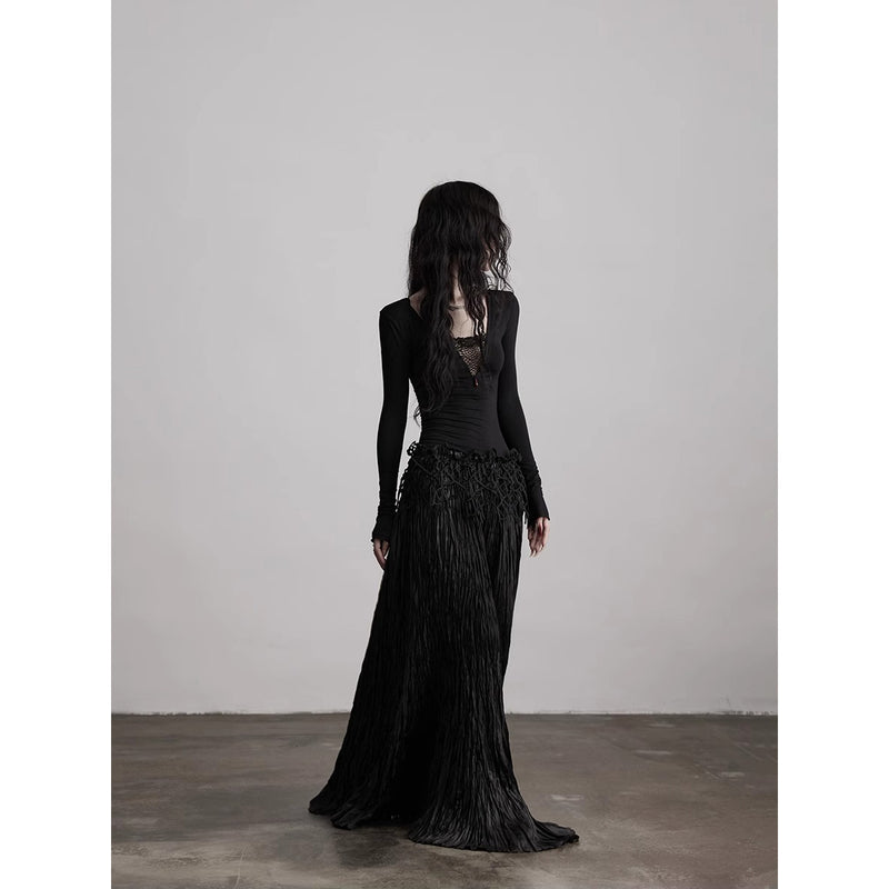 Mesh Lace Black Slim Top