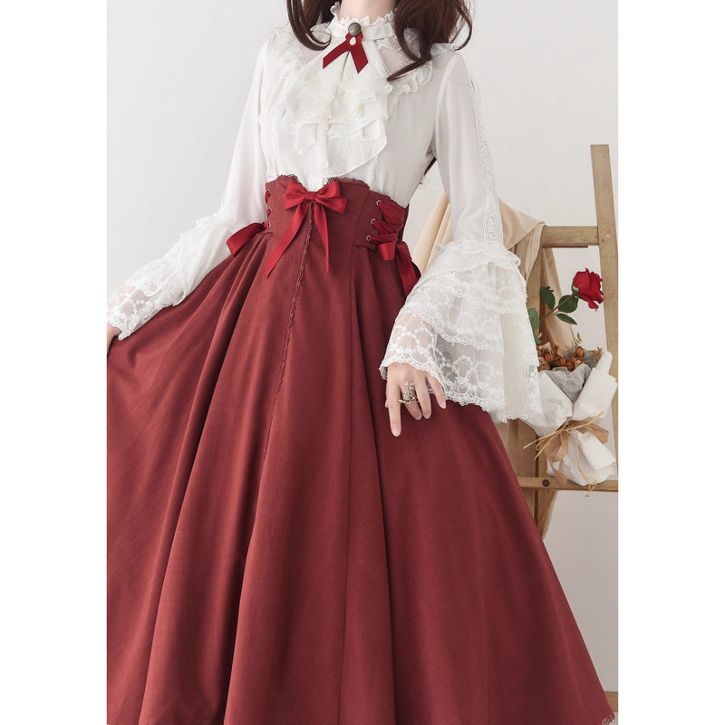 深紅のお嬢様のコルセットリボンスカート[2026年2月上旬-3月上旬発送予定]
