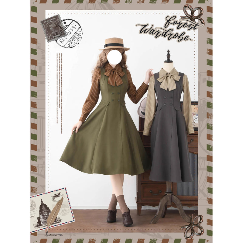 英国のお嬢様のブリティッシュジャンパースカート - Moss Green