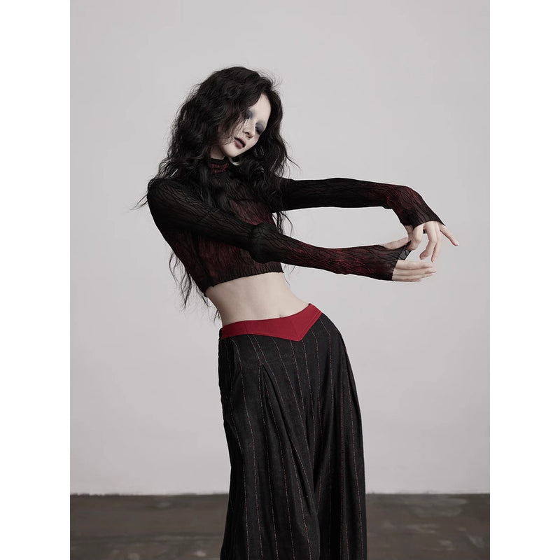 Red Flame Lace High Neck Top