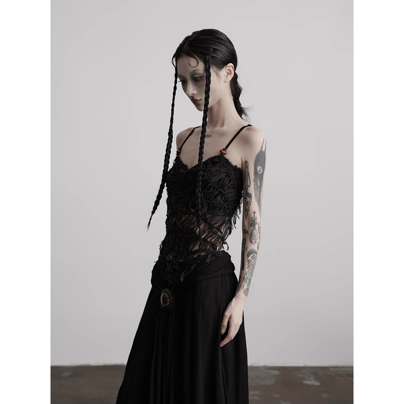 Black Feather Lace Camisole