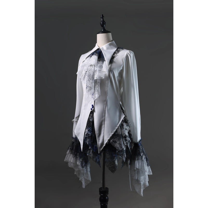 血塗れのお嬢様のレースアップブラウス - Dark Blue[2026年2月下旬-3月下旬発送予定]