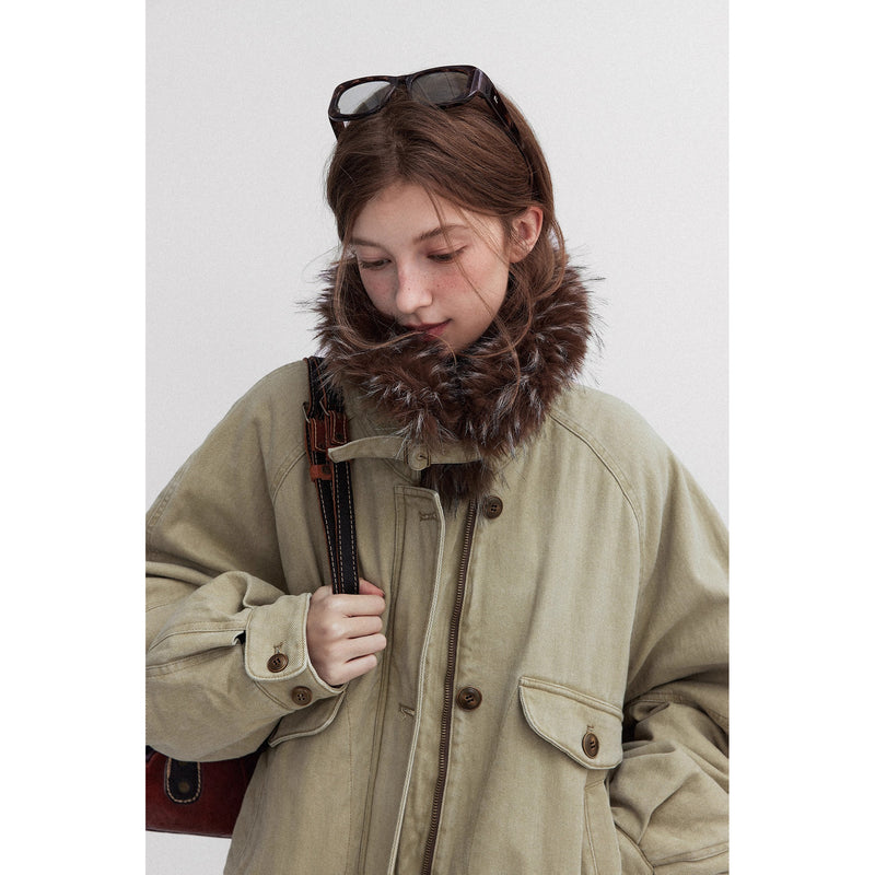 Oversized Retro Fur Work Jacket
