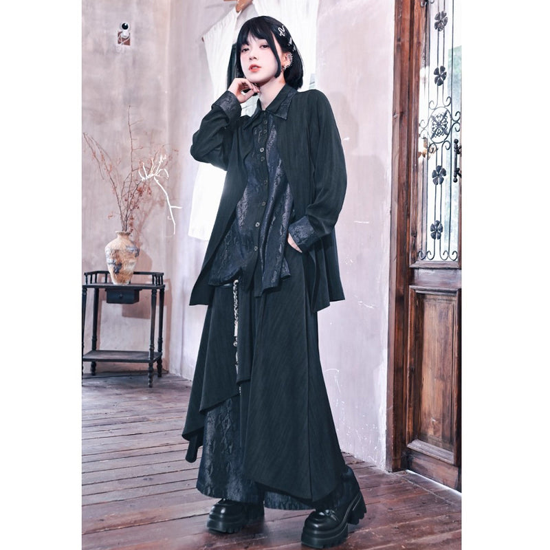 漆黒の蛇鱗レイヤードブラウス