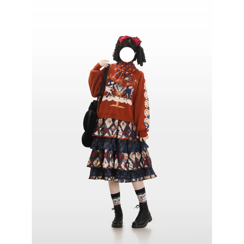 Afternoon Tea Time Cat Tiered Strap Skirt[2026年1月上旬-1月下旬発送予定]