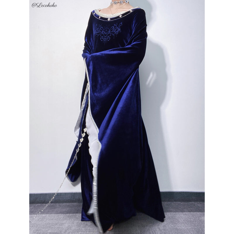 紺青の王妃の刺繍エレガントワンピース[2026年1月上旬-2月上旬発送予定]