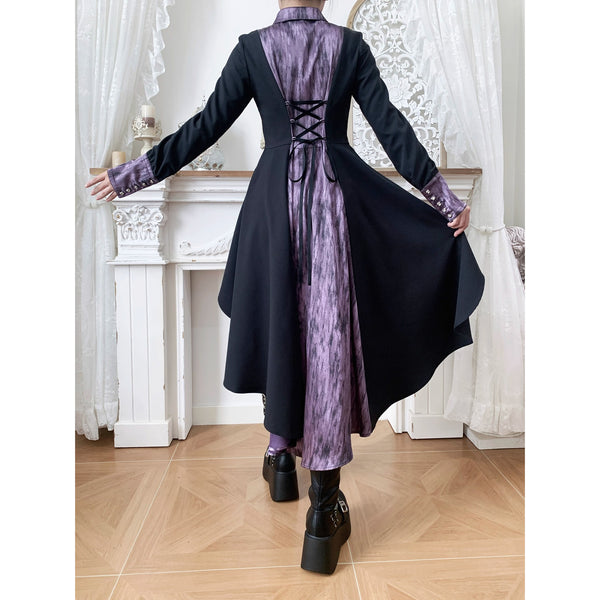 中世貴族のヴィクトリアンテールブラウス - Black Purple[2025年12月上旬-12月下旬発送予定]