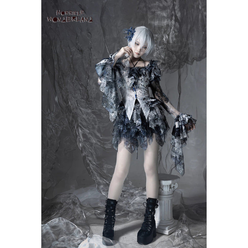 血塗れのお嬢様のゴシックブラウス - Dark Blue[2026年2月下旬-3月下旬発送予定]